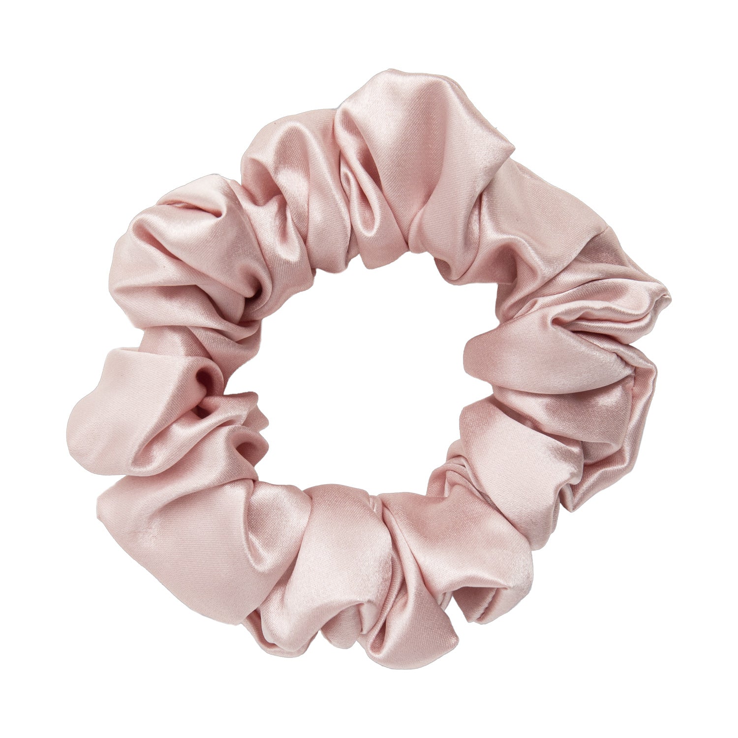 Stor sidensnodd scruchie hårsnodd i natursiden färgen rosa. Produktbild