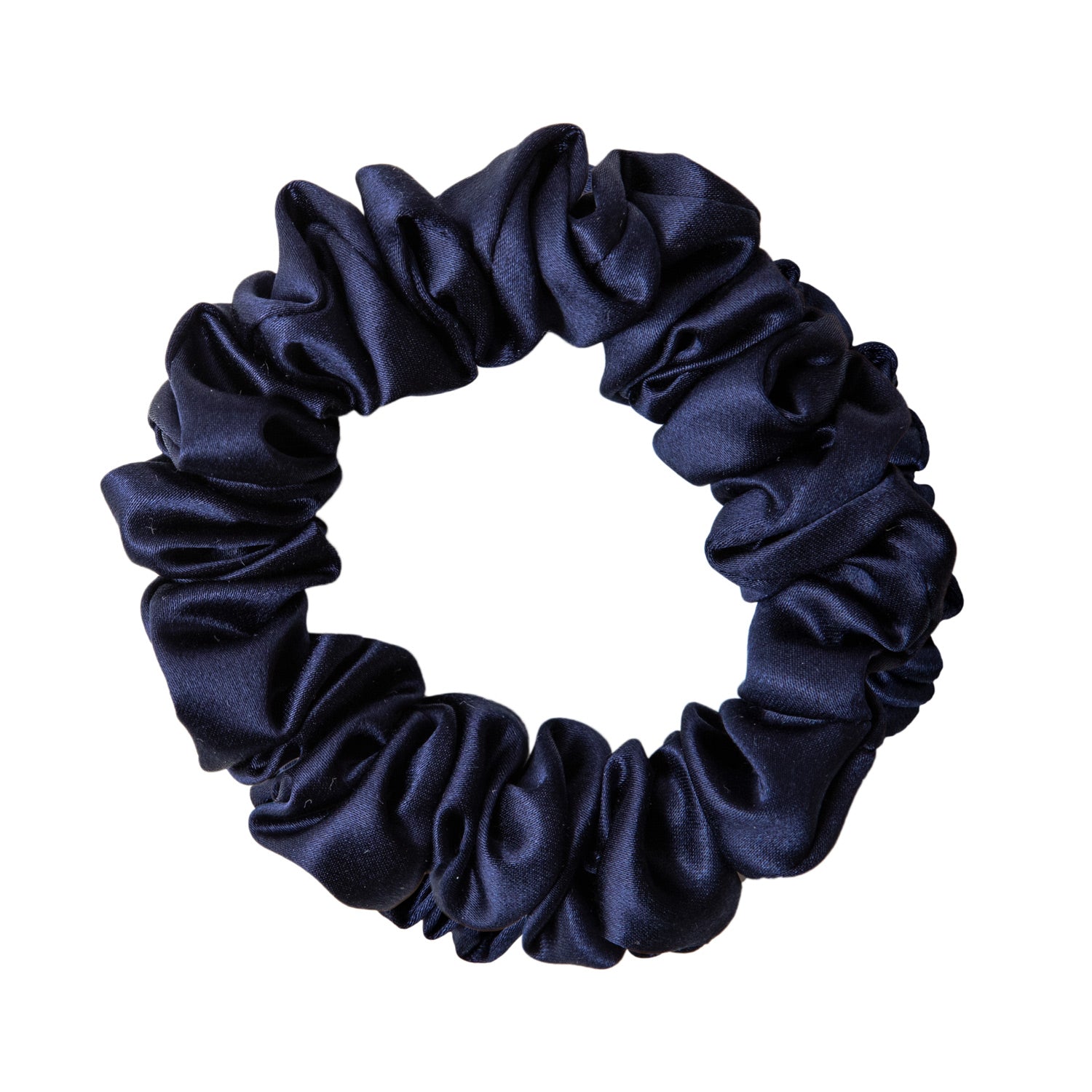 sidensnodd scrunchie hårsnodd mellan medium mörkblå produktbild