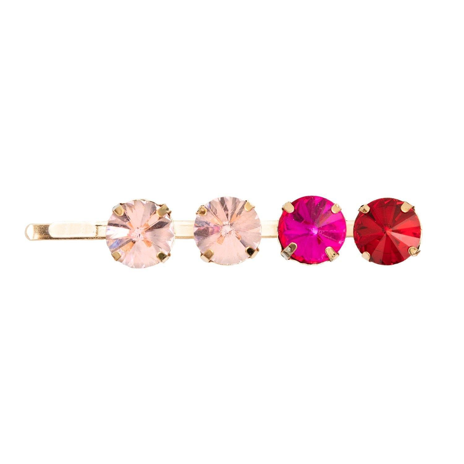 ByBarb hårspänne strass guld rosa Carolyn produktbild sidan