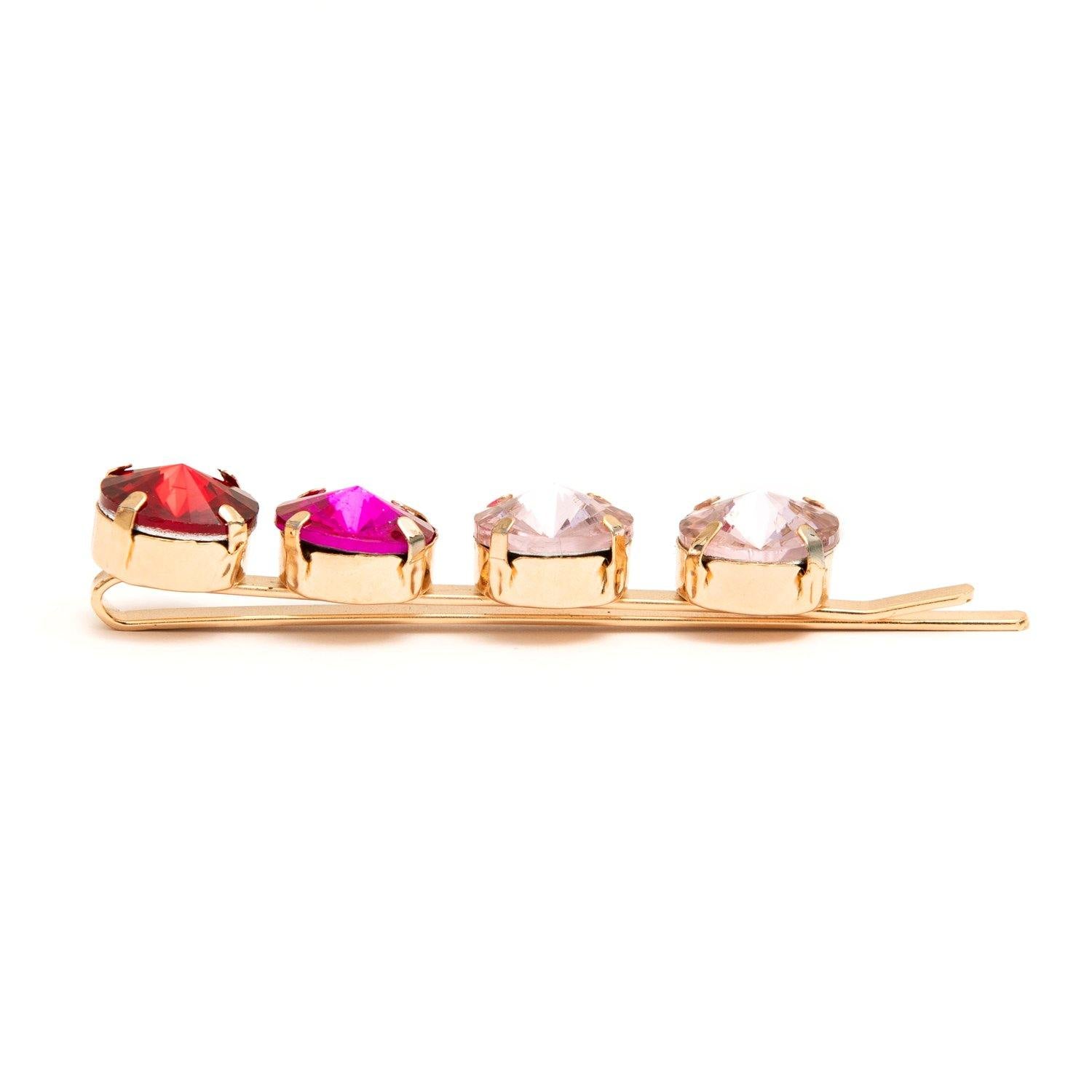 ByBarb hårspänne strass guld rosa Carolyn produktbild sidan