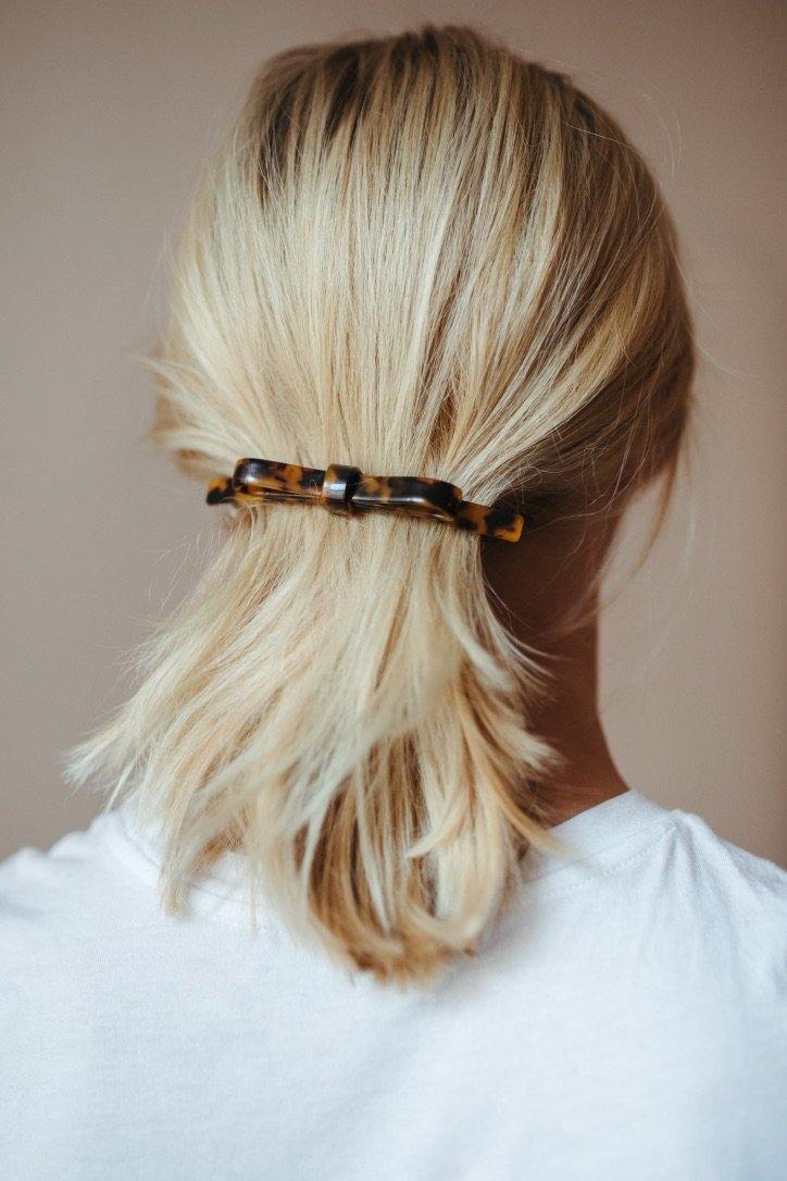 Hårspänne tortoise sköldpadda mörk rosett Kelly exempel frisyr uppsättning