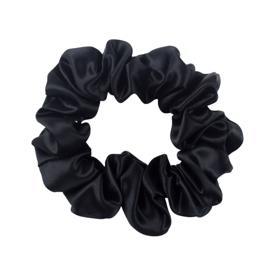 Sidensnodd stor svart scrunchie hårsnodd natursiden produktbild
